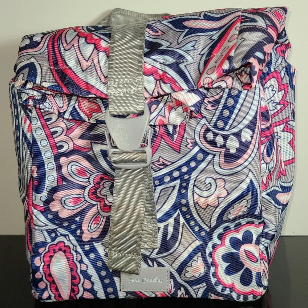 Pink Gray Blue Insulated Lunch‎ Bag Vera Bradley Lunch Bunch Fold Down Top